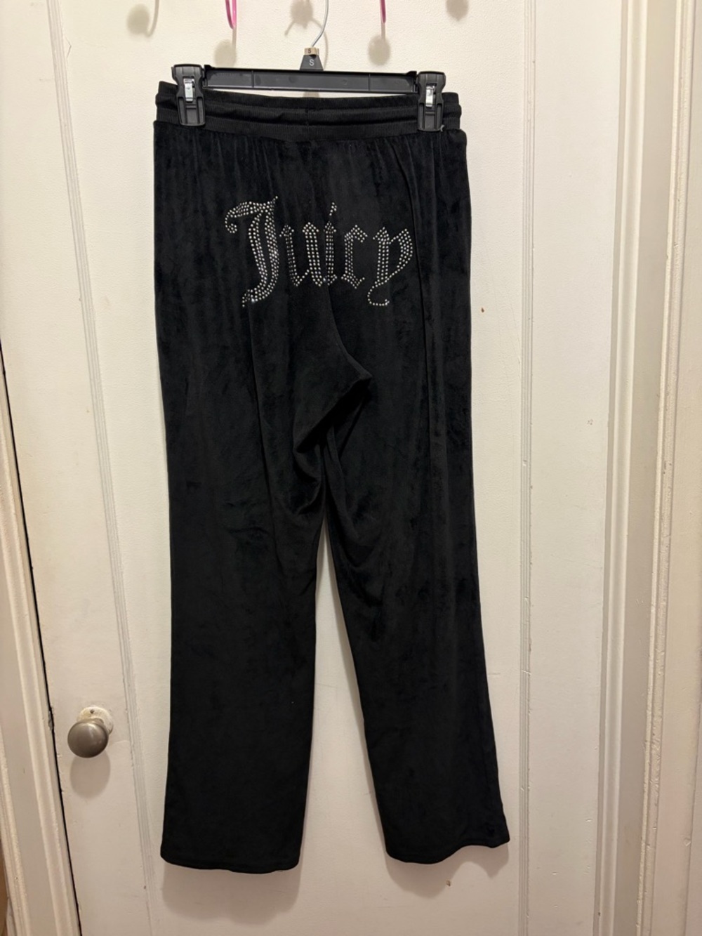 Juicy Couture black velour sleepwear sweatpants with rhinestone logo Size S